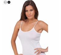 Canottiera donna Egi spalla stretta in filo di scozia con profili raso art 127