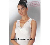 Canottiera donna Gicipi in filoscozia con forma seno e pizzo macramè - 570 SL