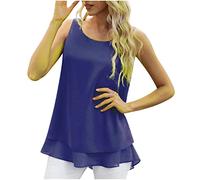 Canottiera Donna in Chiffon Elegante Estivi Senza Maniche Spalla Larga Tinta Unita Comodi Morbido Traspirante Casual Moda Blu Rosa Verde Taglie Forti S-5XL