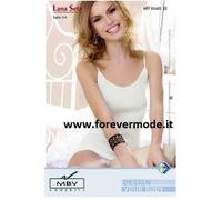 Canottiera donna MBV a spalla stretta in lana seta con profili in raso art 91401