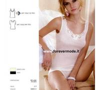 Canottiera donna MBV spalla larga in lana seta con profilo in macrame' art 93062