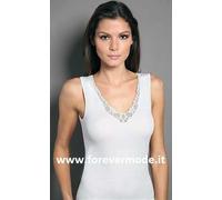 Canottiera donna Moretta a spalla larga in cotone con pizzo macramè art 1308