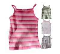 Canottiera estiva a righe per ragazze Canotta estiva per bambini senza maniche con spalline sottili maglietta in cotone fresco biancheria intima da corsa palestra sport top casual traspirante