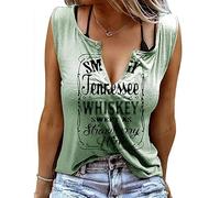 Canottiera estiva da donna, smooth as tennessee whiskey, senza maniche, basic, con scollo a V, maglietta sexy, verde, XXL