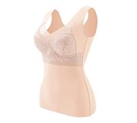 Canottiera intima da donna, reggiseno invernale, camicia senza ferretto, con coppe, taglie grandi, termica, slim fit, senza maniche, foderata, canotta termica integrata, gilet invernale in tinta unita