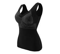 Canottiera intima da donna, reggiseno invernale, camicia senza ferretto, con coppe, taglie grandi, termica, slim fit, senza maniche, foderata, canotta termica integrata, gilet invernale in tinta unita