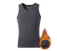 Canottiera intima da uomo, per autunno e inverno, in peluche, foderata e spessa, calda, da uomo, tinta unita, 3XL, grigio scuro