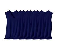 Canottiera intima da uomo, sportiva, confezione da 5 pezzi, senza maniche, traspirante, a compressione, per il fitness, senza maniche, con scollo a V, morbida, sportiva, slim fit, Blu marino, XXXXL