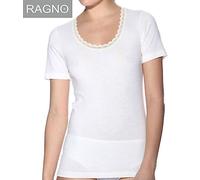 Canottiera maglia INTIMA donna RAGNO manica corta lana 100 MERINO bianco 073097