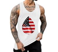 Canottiera Mare Uomo, Canotta Mare Uomo Canotta Sportiva Senza Maniche da Stampata in 3D con Design a Stella e Bandiera per Fitness e Abbigliamento da Palestra (White S)