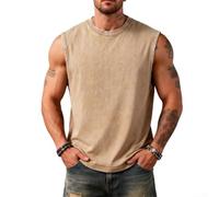 Canottiera Muscle Cotone Traspirante Verde Canottiera Muscle | Cotone morbido pre-lavato, taglio sciolto, comfort quotidiano, taglia L, ideale primavera estate(Khaki XL)