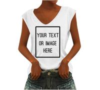 Canottiera personalizzata Stampa Lasciate per Donna - Scollo a V Senza Maniche T-Shirt Personalizzata Personalizzata Esclusiva Personalizzazione Con Logo Foto Testo - Design L'unico Regalo, bianco, M