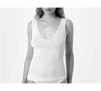 Canottiera spalla larga da donna in lana seta bordo ricamato Emmebivi canotta