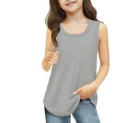 Canottiera sportiva per vacanze, corsa, allenamento, tinta unita, casual, 2, grigio., 9-10 Jahre