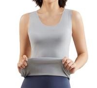 Canottiera Termica da Donna 2 Pezzi, Canotta Termica Super Morbida in Micropile Spazzolato Invernale da Donna Canotta Termica Senza Maniche Canotta Foderata in Pile, Grigio Chiaro 2 Pezzi,XS