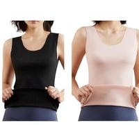 Canottiera Termica da Donna 2 Pezzi, Intimo Termico in Micropile Spazzolato Super Morbido Invernale da Donna Canotta Termica Senza Maniche Canotta Canotta Foderata in Pile, Nero E Rosa,S