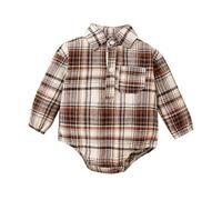 Canottiere Body Baby Infant Neonato Ragazzi Ragazzi Ragazze Plaid Camicia Manica Lunga Body Romper Gentleman Vestito Vestiti Abbigliamento Bambino Ragazzi Inverno, caffè, 3-6 Monate