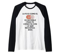 Canottiere cristianas La Fe es Como WiFi T-Shirt Christian Maglia con Maniche Raglan