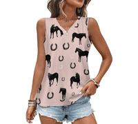 Canottiere da donna con animali a ferro di cavallo e ferro di cavallo magliette estive con scollo a V T-shirt senza maniche alla moda vestibilità ampia, Stile 7, 3XL