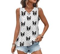 Canottiere da donna con bulldog francesi magliette estive con scollo a V magliette alla moda senza maniche t-shirt vestibilità ampia, Stile 8, 3XL