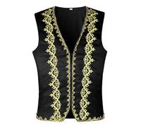 Canottiere da uomo, gilet festivo da principe arabo, gilet estivo orientale sultano, gilet senza maniche, open frontale, passamontagna dorata, Halloween, abbigliamento steampunk viktoria Cosplay, O