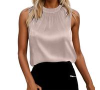 Canottiere Donna - Canotte Casual in Raso da Donna con Finiture in Pizzo Camicette Versatili per la Primavera e L'Estate Eleganti Camicie Senza Maniche (Light Purple XL)