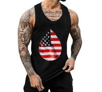 Canottiere Estive Uomo, Canotte Uomo Estive da Mare Canotta Sportiva Senza Maniche da Stampata in 3D con Design a Stella e Bandiera per Fitness e Abbigliamento da Palestra (Black M)