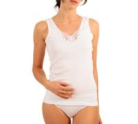 Canottiere Intime da donna con bellissimo pizzo in puro cotone, confezione da 4 pezzi - Oeko Tex Standard 100 bianco 44/46