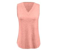 Canottiere per ragazze Estate con scollo a V Magliette senza maniche Basic Tee Loose Fit 2025 Moda, Rosa chiaro., 11-12 Anni