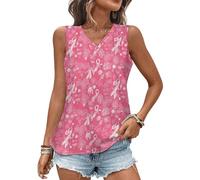 Canottiere rosa per la consapevolezza del cancro da donna magliette estive con scollo a V T-shirt senza maniche alla moda vestibilità ampia, Stile 9., 3XL