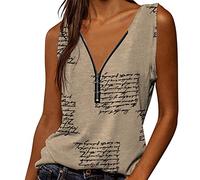 Canottiere Tie Dye da donna estive senza maniche casual con zip a quarto con scollo a V Ombre Henley Vest Top Loose Fit gradiente colore allenamento canotta magliette canotte palestra running top,