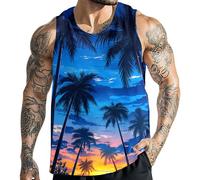 Canottiere Uomo Estive, Canotte estive da per Abbigliamento Casual Larghe e grafiche Senza Maniche per Le giornate in Spiaggia e Il Comfort Quotidiano (Blue XXL)