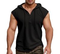 Canottiere Uomo Palestra, Canotta con Cappuccio Casual da Uomo Traspirante Senza Maniche per l'uso Quotidiano per casa all'aperto Escursioni Primavera ed Estate Comoda vestibilità Ampia (Black XL)