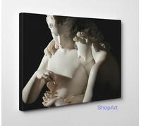 ⭐️ Canova Amore e Psiche Stampa di Pregio su Tela Cotone Vernice Pennellate