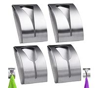 Canovacci Autoadesivo 4 Pcs Porta Strofinacci Adesivo Porta Strofinacci Autoadesivo in Acciaio Inossidabile Gancio per Asciugamano Autoadesivo Senza Forare per Bagno Cucina Asciugamano Accappatoio