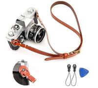 Canpis CP006 - Tracolla per fotocamera in vera pelle, con chiusura rapida, lunghezza regolabile, stile vintage, per Nikon, Canon, Sony, Pentax, Olympus Fuji, tutte le fotocamere DSLR (rosso marrone)