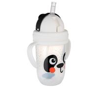 Canpol babies Bicchiere per bambini con cannuccia a prova di perdite e peso 6 m + 270 ml, bere da qualsiasi angolazione (bianco BabiesBoo Panda)