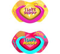 Canpol babies Silikon Schnuller, 2 Stück (6-18 m, Neon Love Girl)