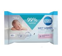 Canpol babies Salviette umidificate per neonati e bambini, 99% acqua, 60 pezzi, dermatologicamente testate, delicate per pelli sensibili e reattive, ricetta semplice, pH ottimale