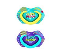 Canpol babies Silikon Schnuller, 2 Stück (0-6 m, Neon Love Boy)