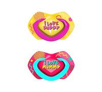 Canpol babies Silikon Schnuller, 2 Stück (18 m+, Neon Love Girl)