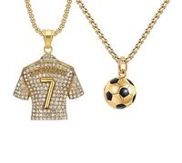CANRNYACBZ 2 Pezzo Collana In Jersey Numero 7, Collana Pendente Jersey, Collana Di Diamante Numero 7 Bambini Ragazzi Catena Della Clavicola Hip Hop, Regalo Per Gli Amanti Del Giochi Di Palla