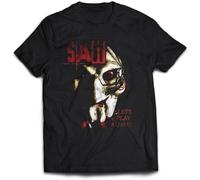 CANSIKA Death Is Coming Saw Movie Double Sided Tshirt Jigsaw Male Cotton T-Shirts Men's Man Black XL