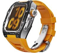 Canso in gomma in metallo in fibra di carbonio di lusso con chiusura per Apple Watch 45mm 8 7, Kit di modifica Fluorobber in metallo Fluorobber per iwatch 44mm 6 5 SE 4