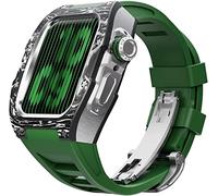 Canso in gomma in metallo in fibra di carbonio di lusso con chiusura per Apple Watch 45mm 8 7, Kit di modifica Fluorobber in metallo Fluorobber per iwatch 44mm 6 5 SE 4