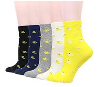 Cansok Calzini da donna Anatra di gomma gialla novità dell'equipaggio al polpaccio del vestito confezione da 5