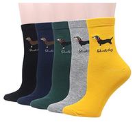 Cansok Calzini da donna cane bassotto novità dell'equipaggio al polpaccio del vestito confezione da 5