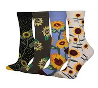 Cansok Calzini da donna Girasole Stelle novità dell'equipaggio al polpaccio del vestito confezione da 4