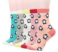 Cansok Calzini da donna pinguino novità dell'equipaggio al polpaccio del vestito confezione da 5