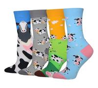 Cansok Calzini da donna Vacca da Latte bovini da latte mucca da latte bovina novità dell'equipaggio al polpaccio del vestito confezione da 4